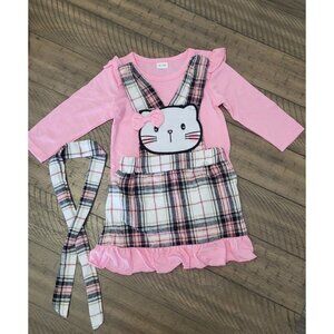 Girl's long-sleeved base shirt, skirt with straps, for spring and autumn.